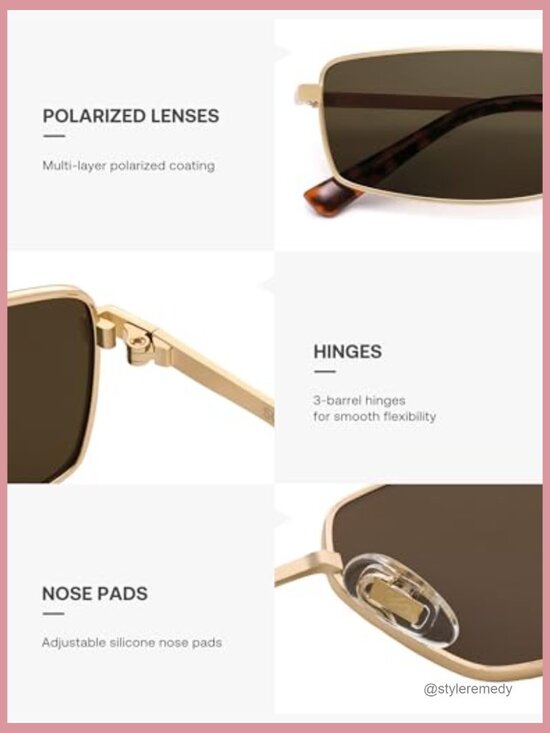 Metal Frame Polarized Sunglasses UV400 Protection Vintage Style main image 7